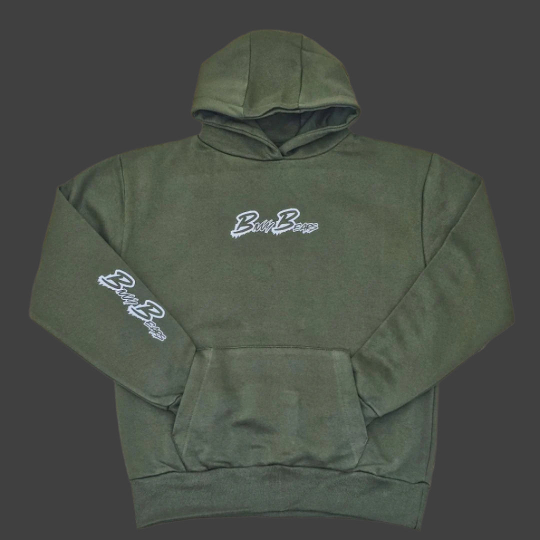 earthy green / olive oversized carp fishing hoodie